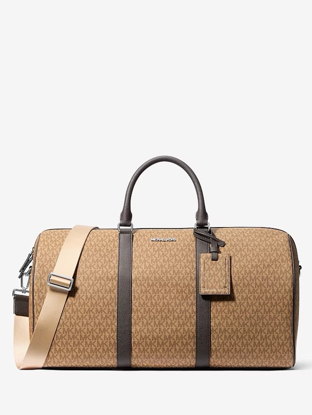 Michael Kors Brown Signature Monogram Duffel with Dark Brown Trim